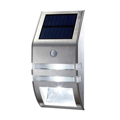 2 LED Stainless Steel Solar Wall Lamp with PIR Motion Sensor