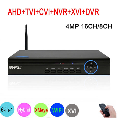 Hi3531A H264+ 4MP 16CH/8CH 6 in 1 Hybrid Surveillance Blue Panel